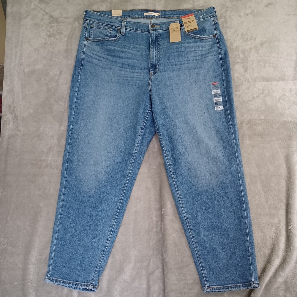 NWT Levis High Waisted Mom Jeans 42x28  Relaxed Tapered Leg Blue‎ Sz 20WClassic - Picture 10 of 10
